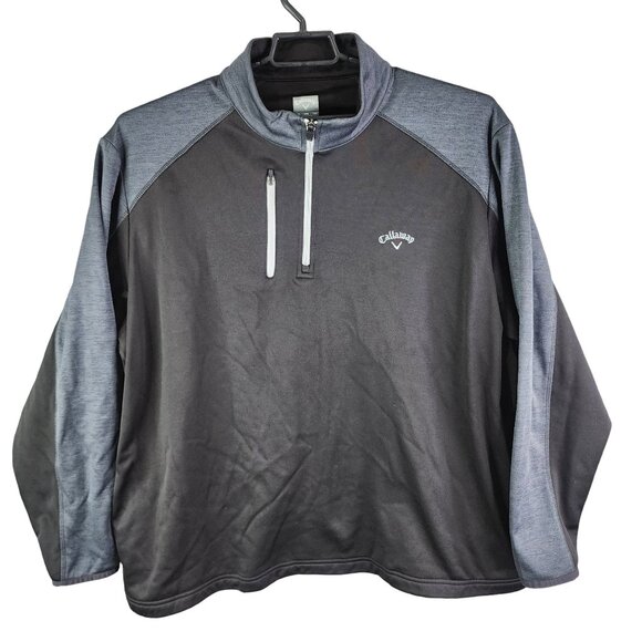 Mens Black & Gray Callaway Pullover Sweatshirt 1/4 Zip Long Sleeve Size XXL - Picture 1 of 12